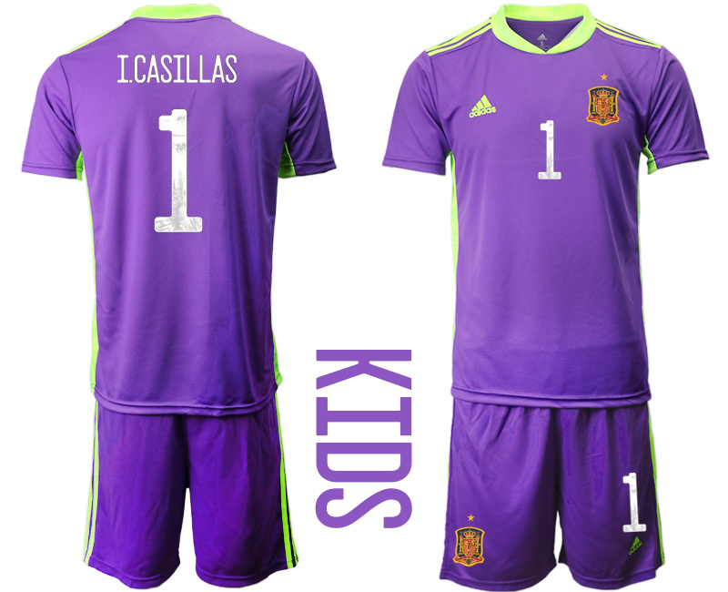 Youth 2021 European Cup Spain purple goalkeeper #1 Soccer Jersey